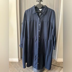 J. Jill Navy Blue, button up dress, size 4X